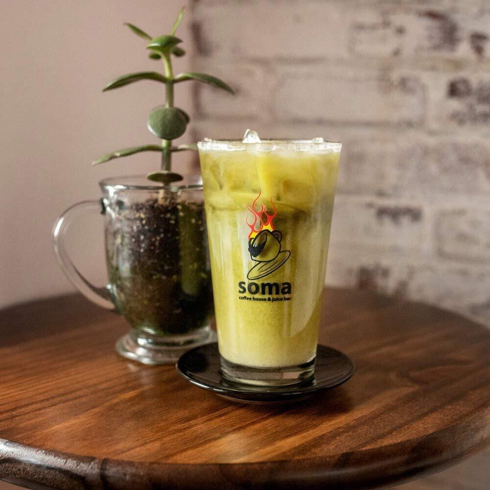 Glass of Soma Coffeehouse Juice